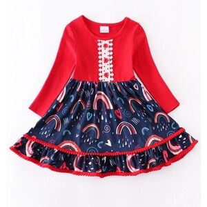 🌈 Marie Nicole Rainbow Heart Boutique Dress Tagged M Fits 3T 🌈